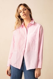 Ro&Zo Pink Stripe Cotton Split Front Shirt - Image 1 of 6