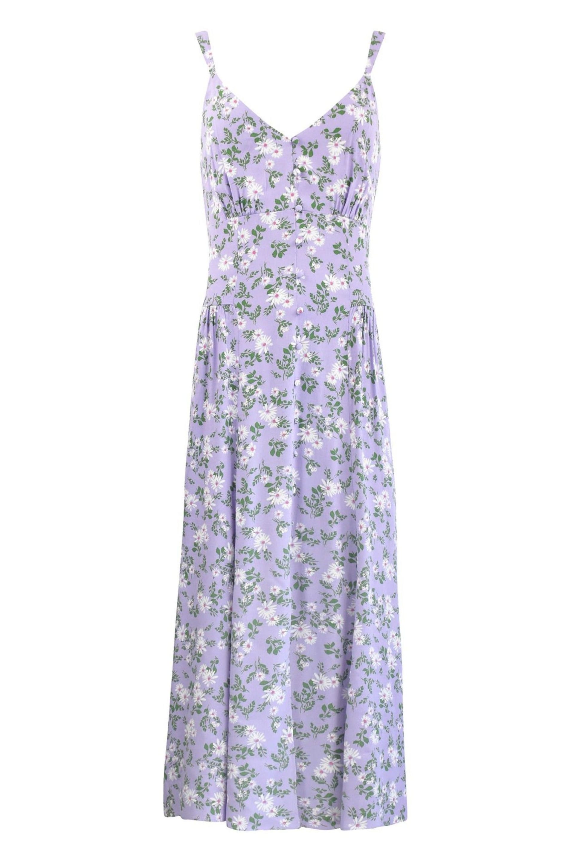 Ro&Zo Purple Ditsy Print Strappy Button Through Dress - Image 5 of 5