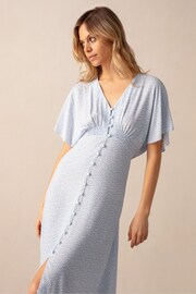 Ro&Zo Blue Squiggle Print Button Through Midi Dress - Image 2 of 5