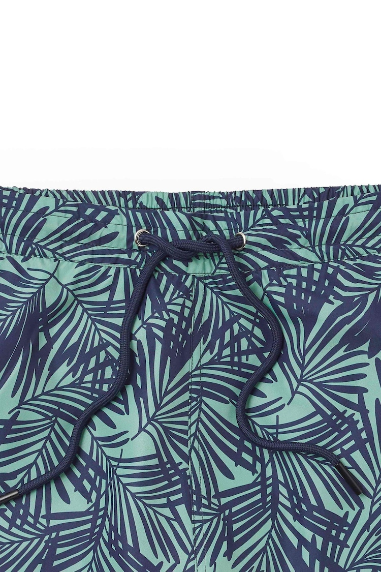 The Savile Row Company Green Navy Palm Print Recycled Swim Shorts - Image 2 of 2