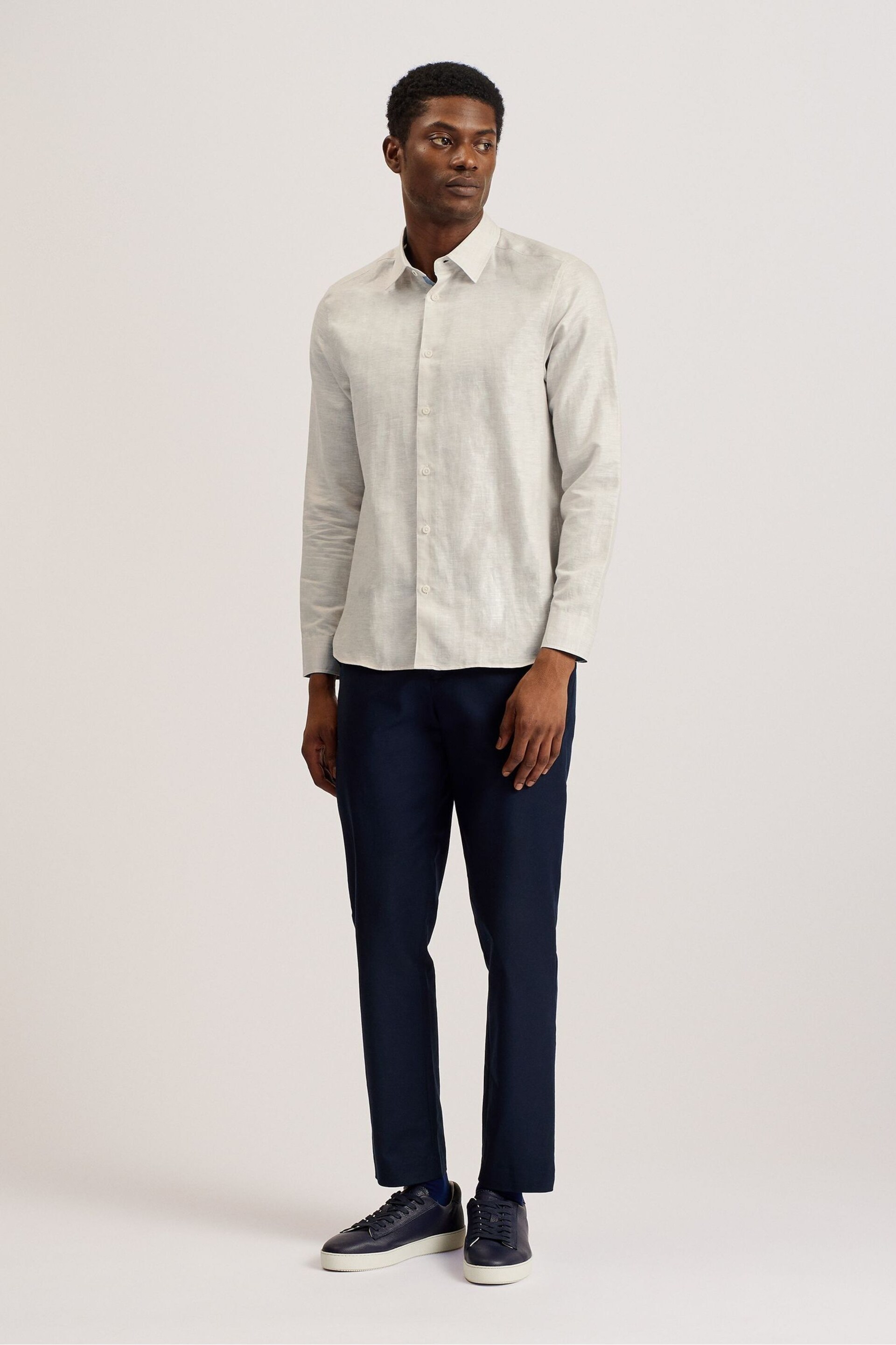 Ted Baker Cream Romeos Linen Shirt - Image 4 of 6