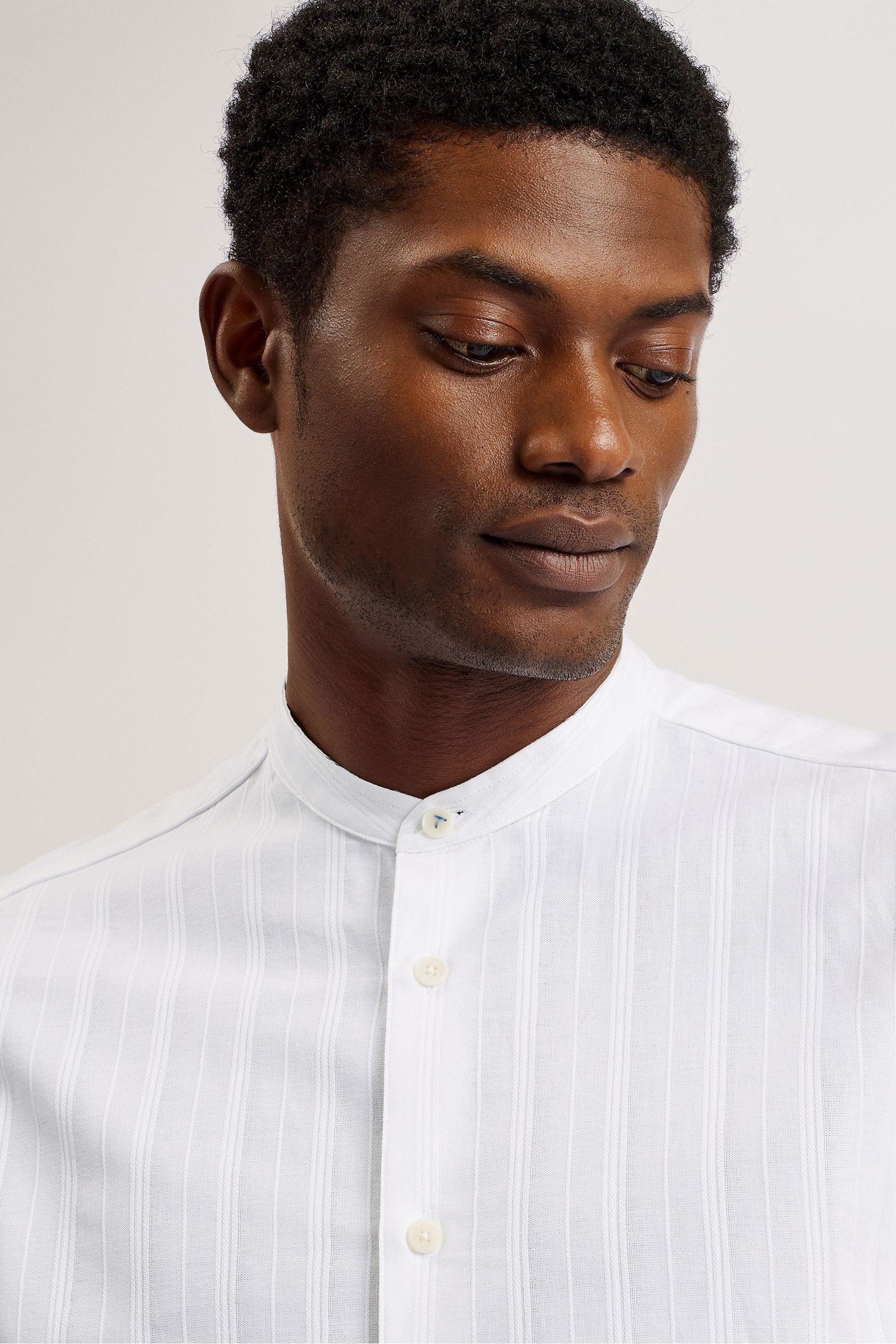Buy Ted Baker White Fier Grandad Collar Stripe Shirt from Next Saudi Arabia