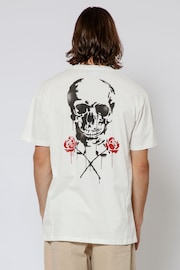 Religion White Skull Stencil 100% Cotton T-Shirt - Image 1 of 4