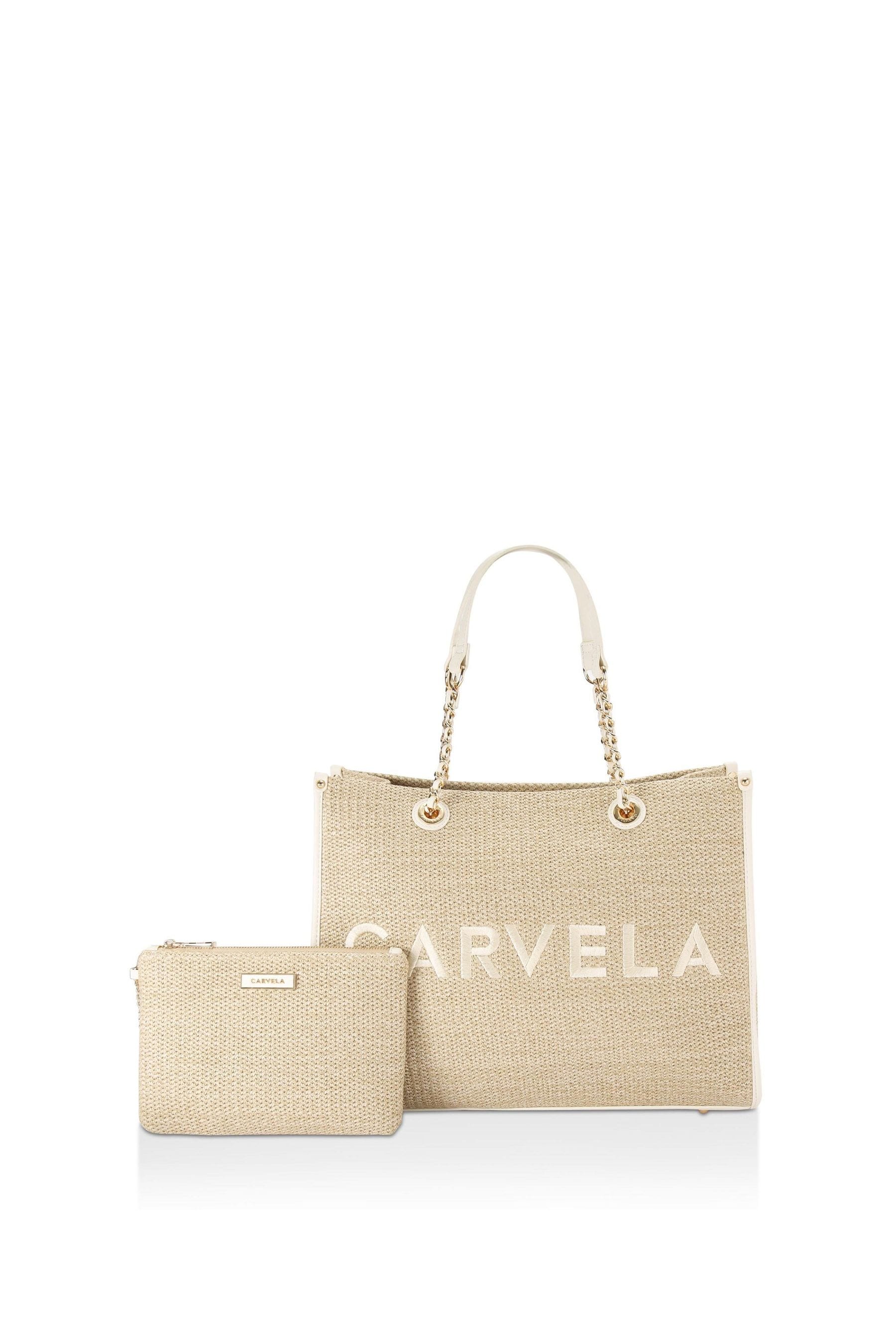 Buy Carvela Cream Raffia Chain Tote Bag from Next Canada