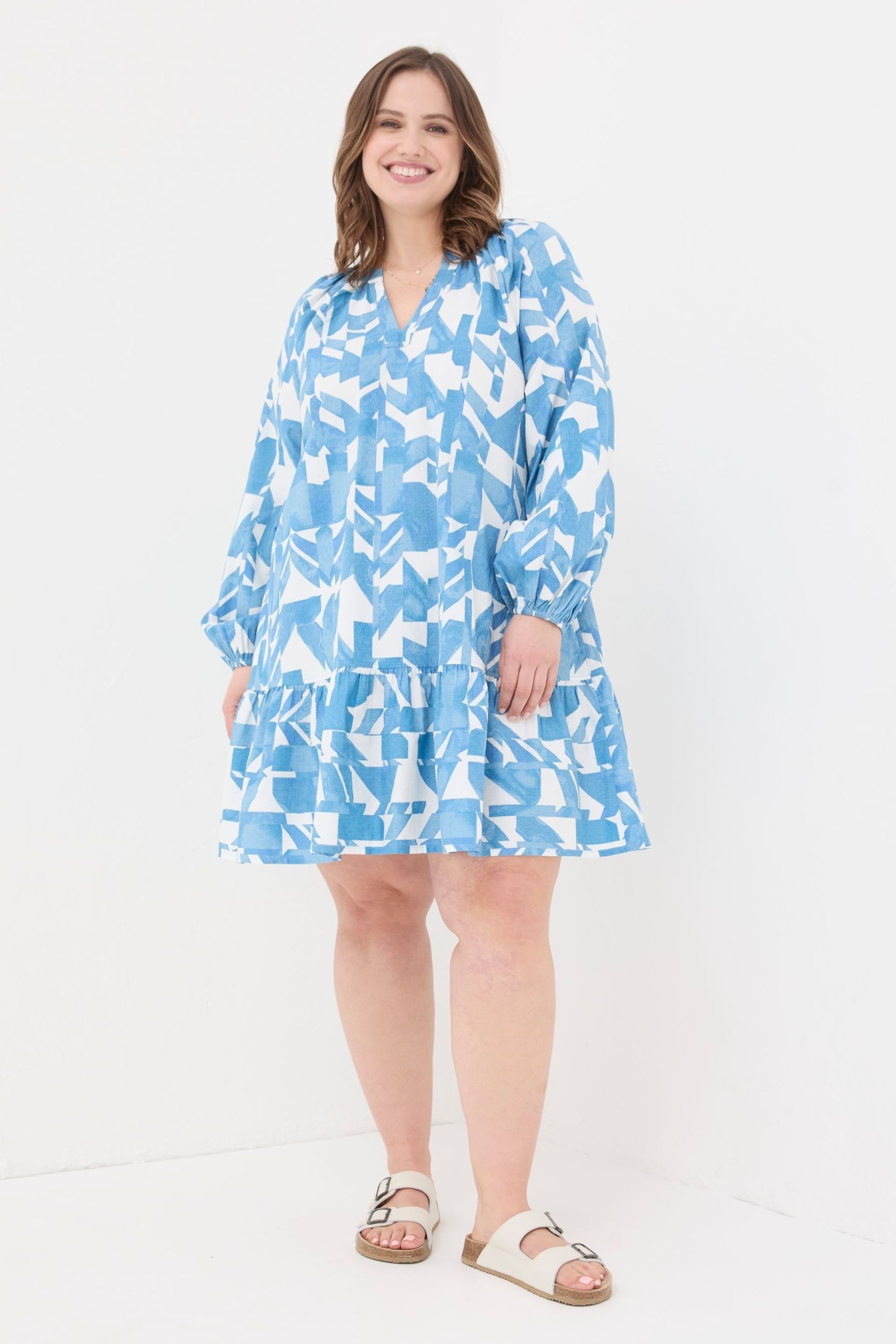 FatFace Blue Amy Med Geo Dress - Image 3 of 7
