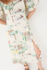 FatFace Natural Lucie Postcard Midi Dress - Image 4 of 7