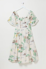 FatFace Natural Lucie Postcard Midi Dress - Image 7 of 7