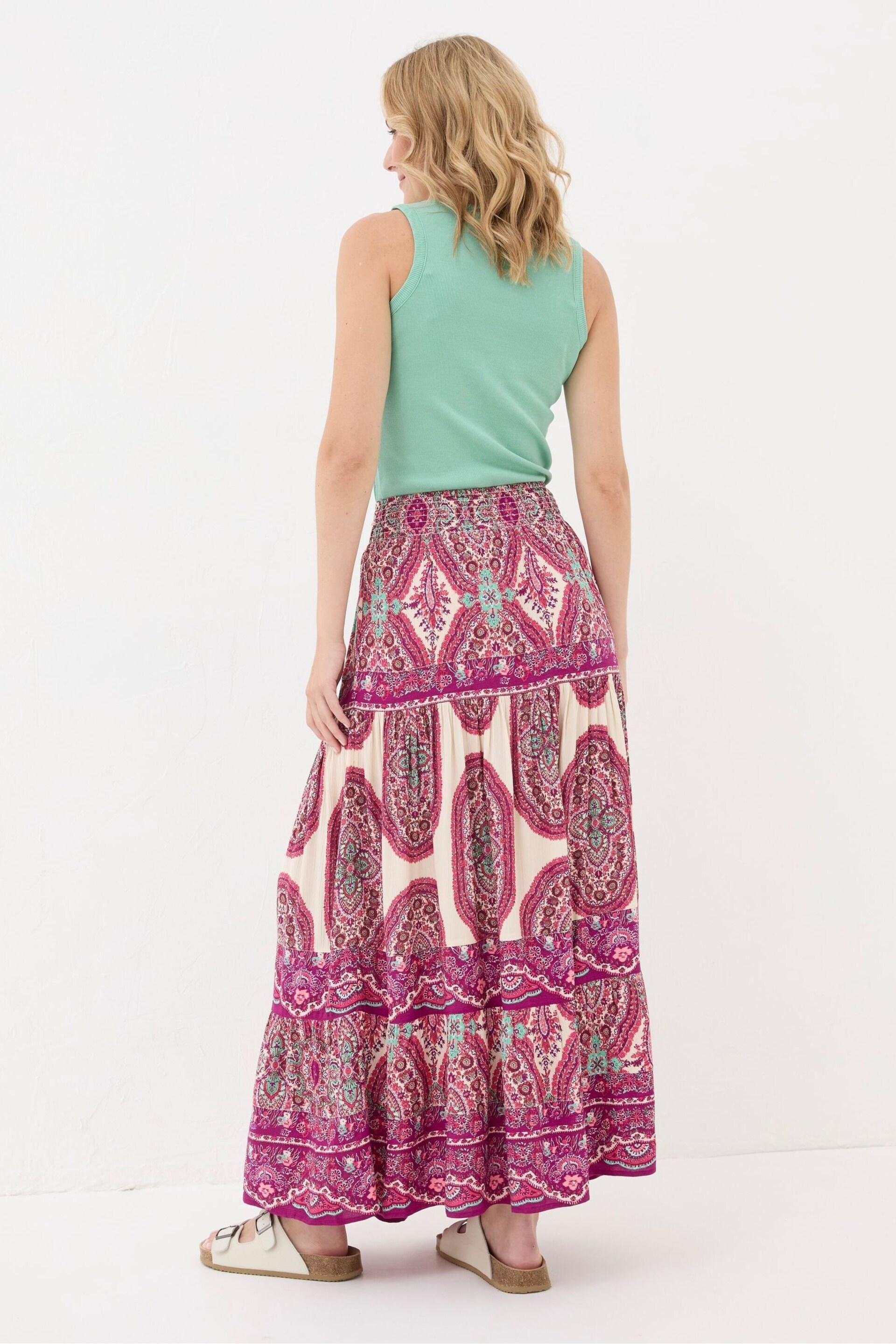 FatFace Purple Detail Paisley Maxi Skirt - Image 2 of 5