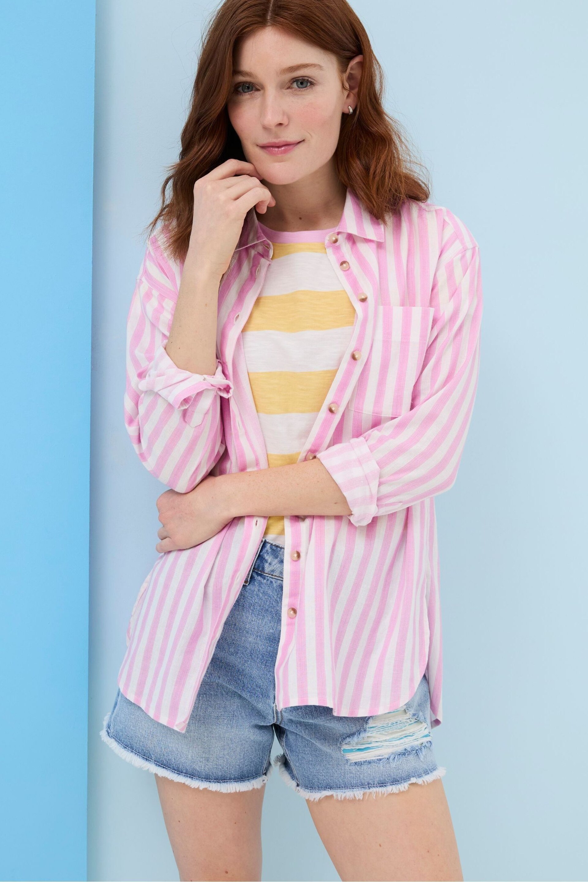 FatFace Pink Judes Stripe Shirt - Image 1 of 6