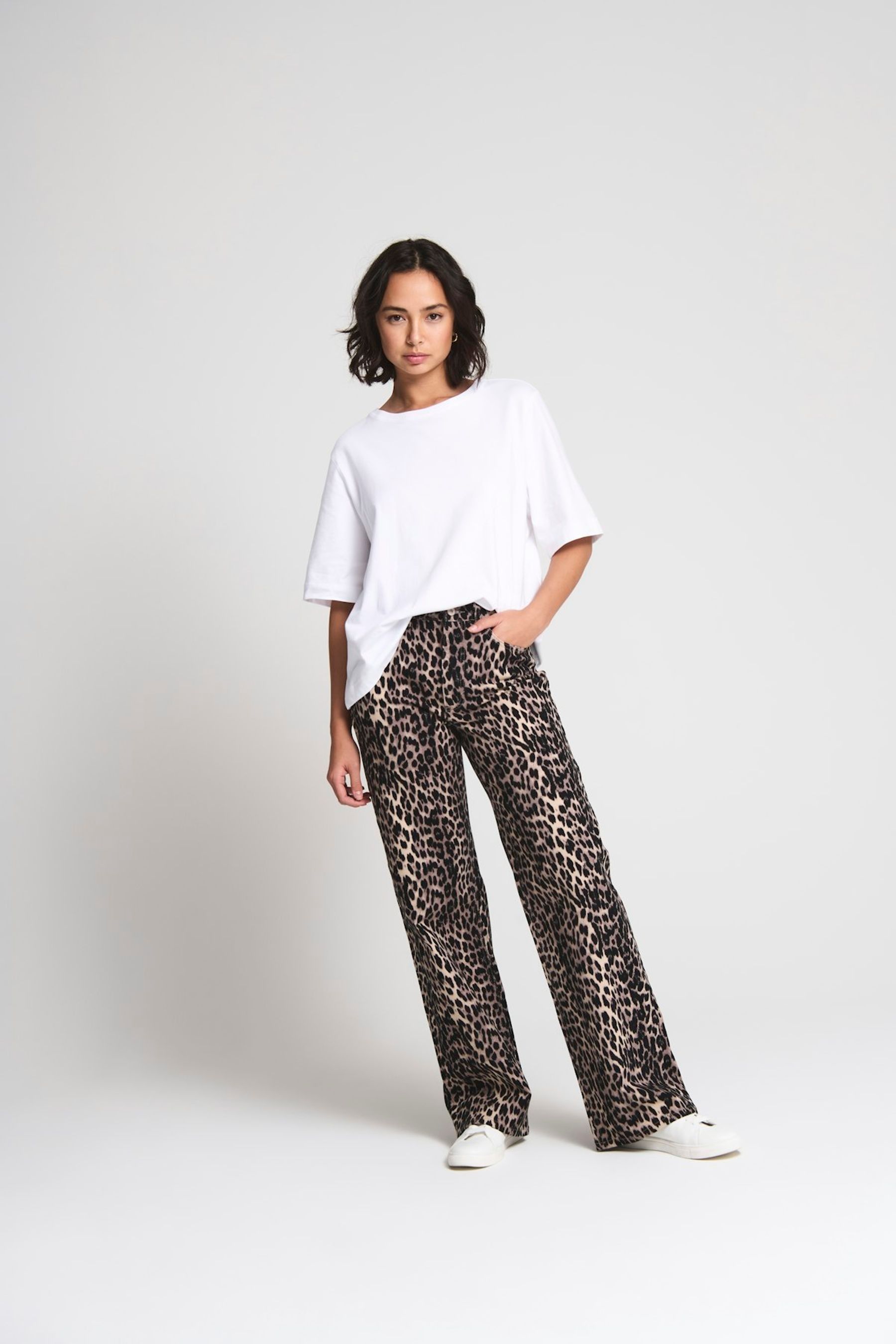 Buy ONLY Animal Riley Animal Leopard Print Straight Leg Jeans from the Next UK online shop