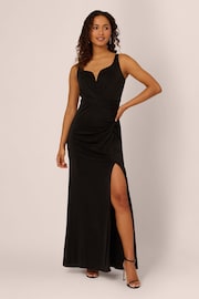 Adrianna Papell Novelty Knit Mermaid Black Gown - Image 2 of 7