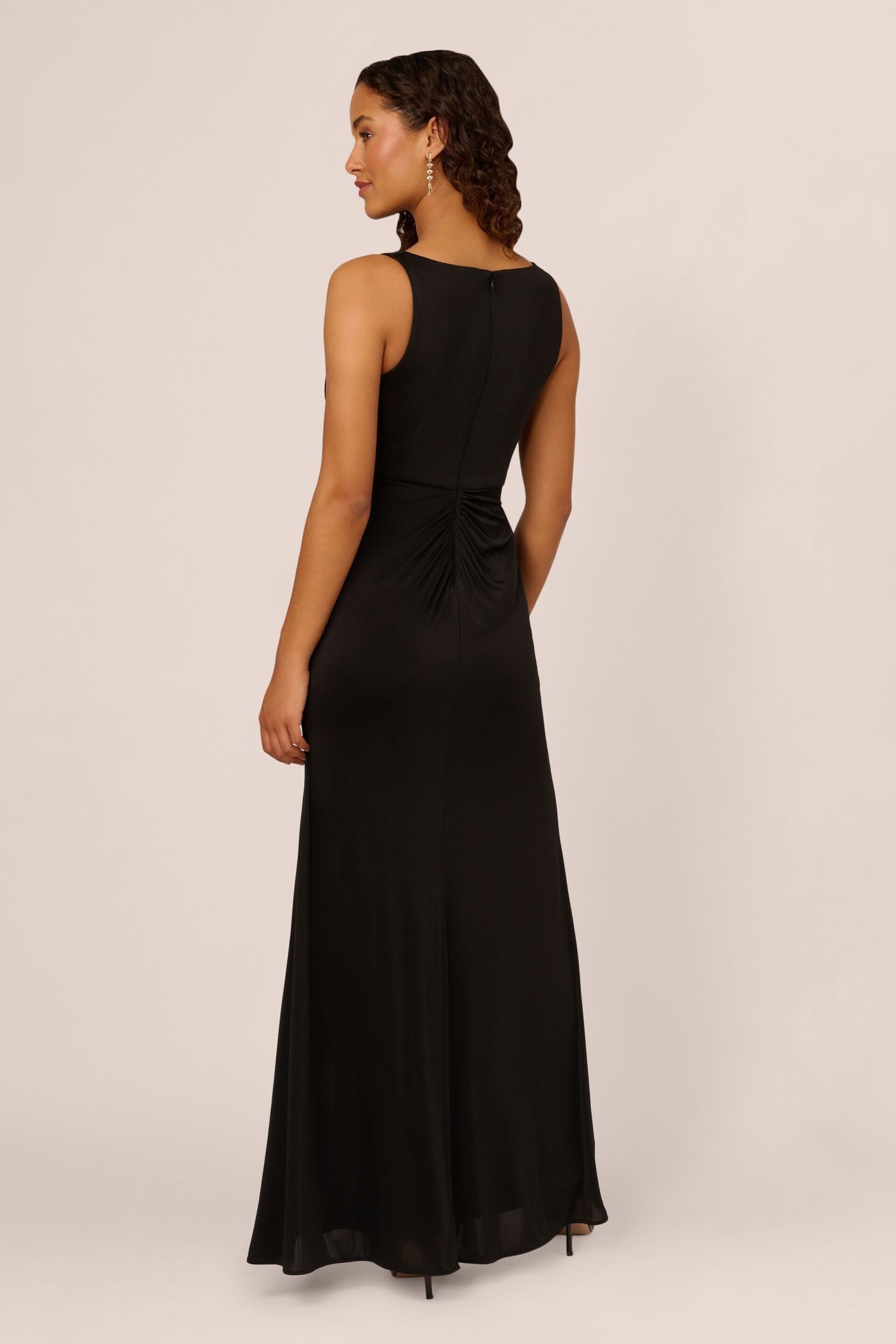 Adrianna Papell Novelty Knit Mermaid Black Gown - Image 3 of 7