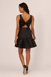 Adrianna Papell Mikado Flounce Hem Black Midi Dress - Image 2 of 7