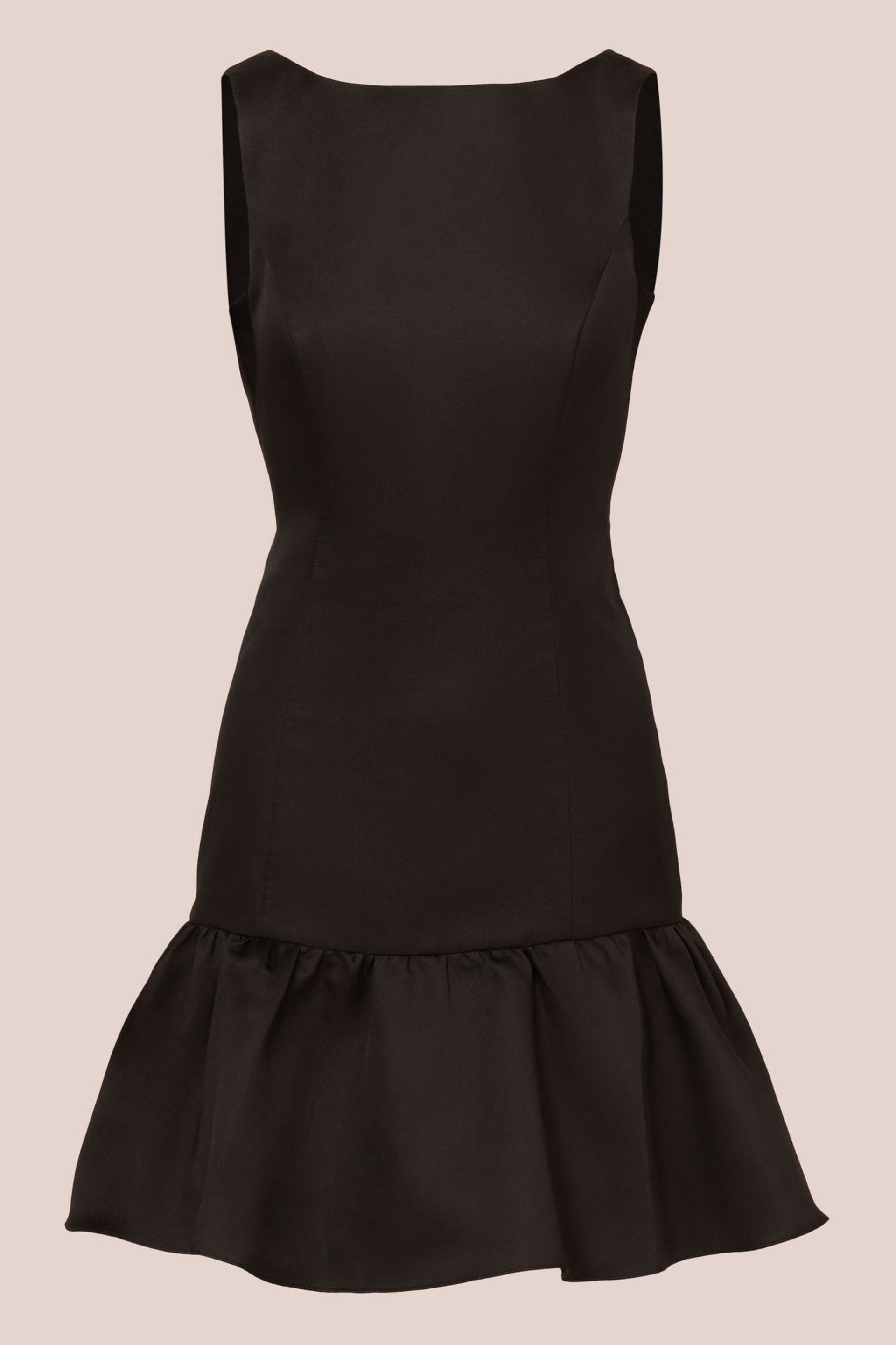 Adrianna Papell Mikado Flounce Hem Black Midi Dress - Image 5 of 7