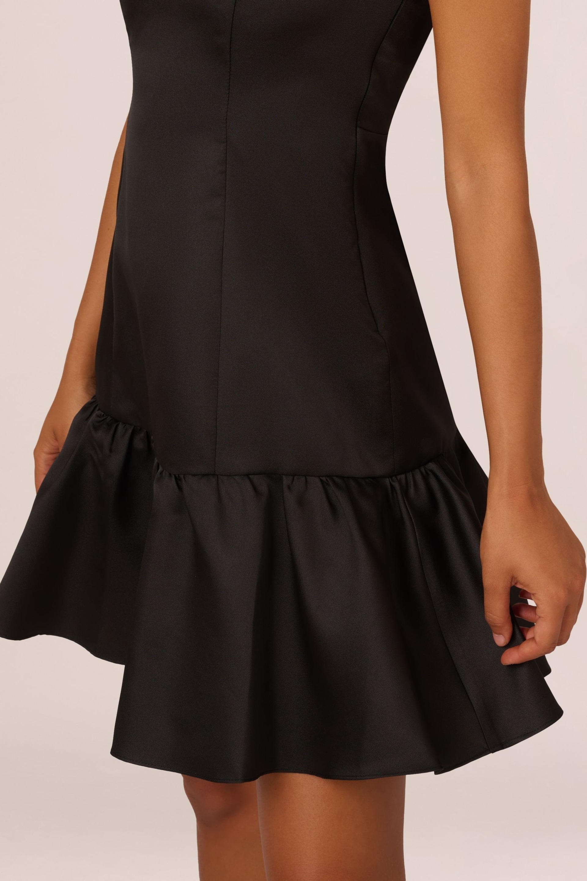 Adrianna Papell Mikado Flounce Hem Black Midi Dress - Image 7 of 7