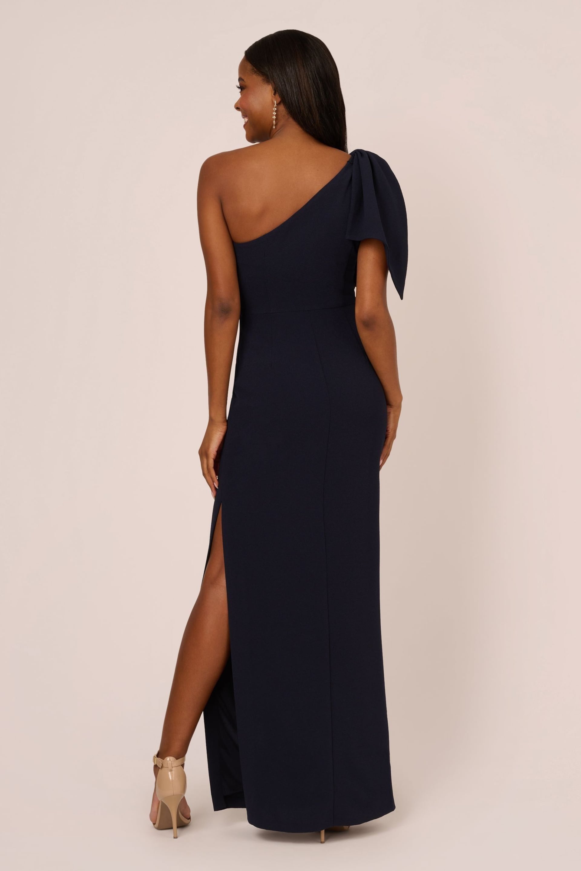 Adrianna Papell Blue One Shoulder Gown - Image 2 of 7