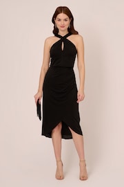 Adrianna Papell Novelty Faux Wrap Black Dress - Image 3 of 7