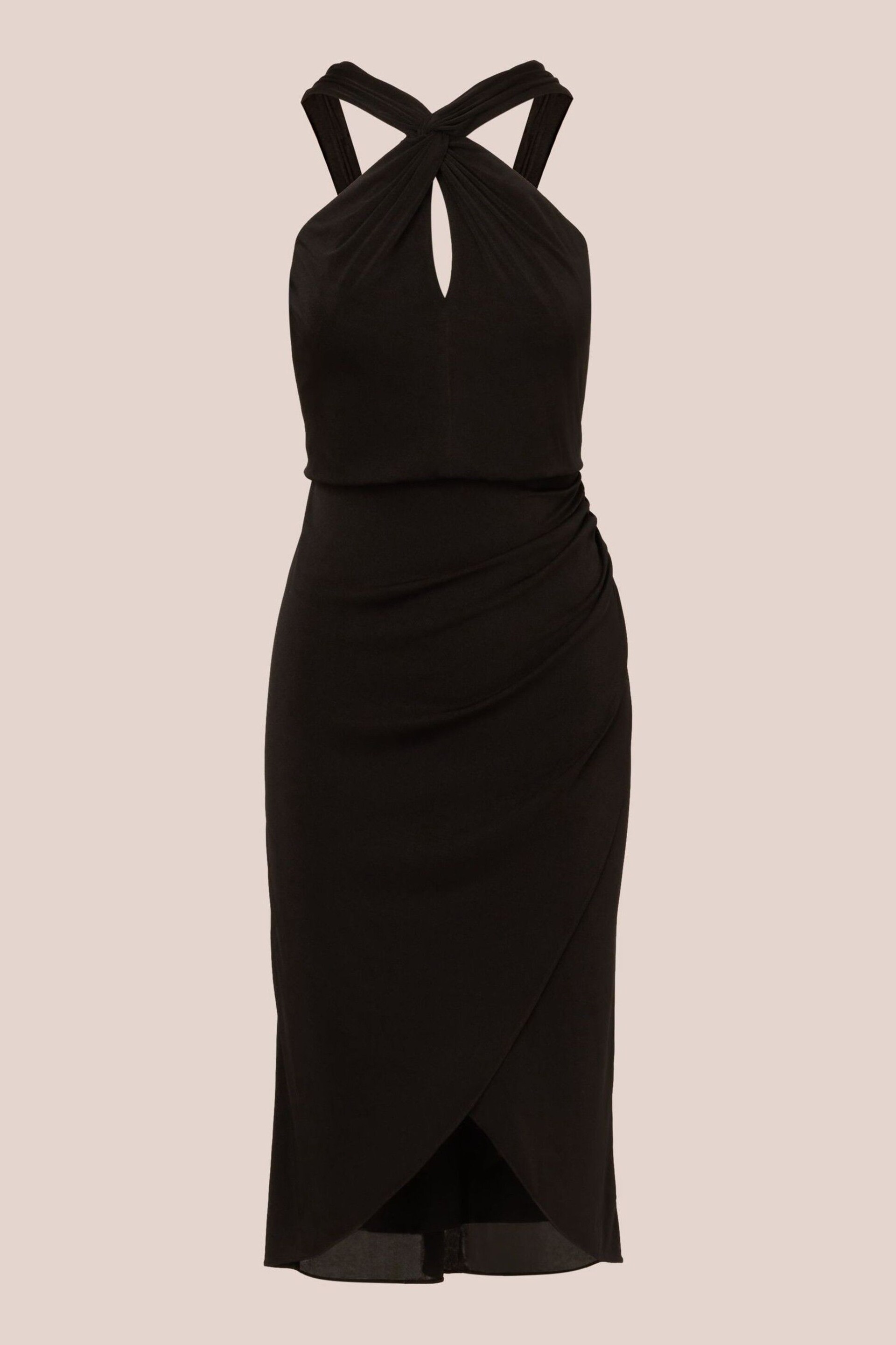 Adrianna Papell Novelty Faux Wrap Black Dress - Image 6 of 7