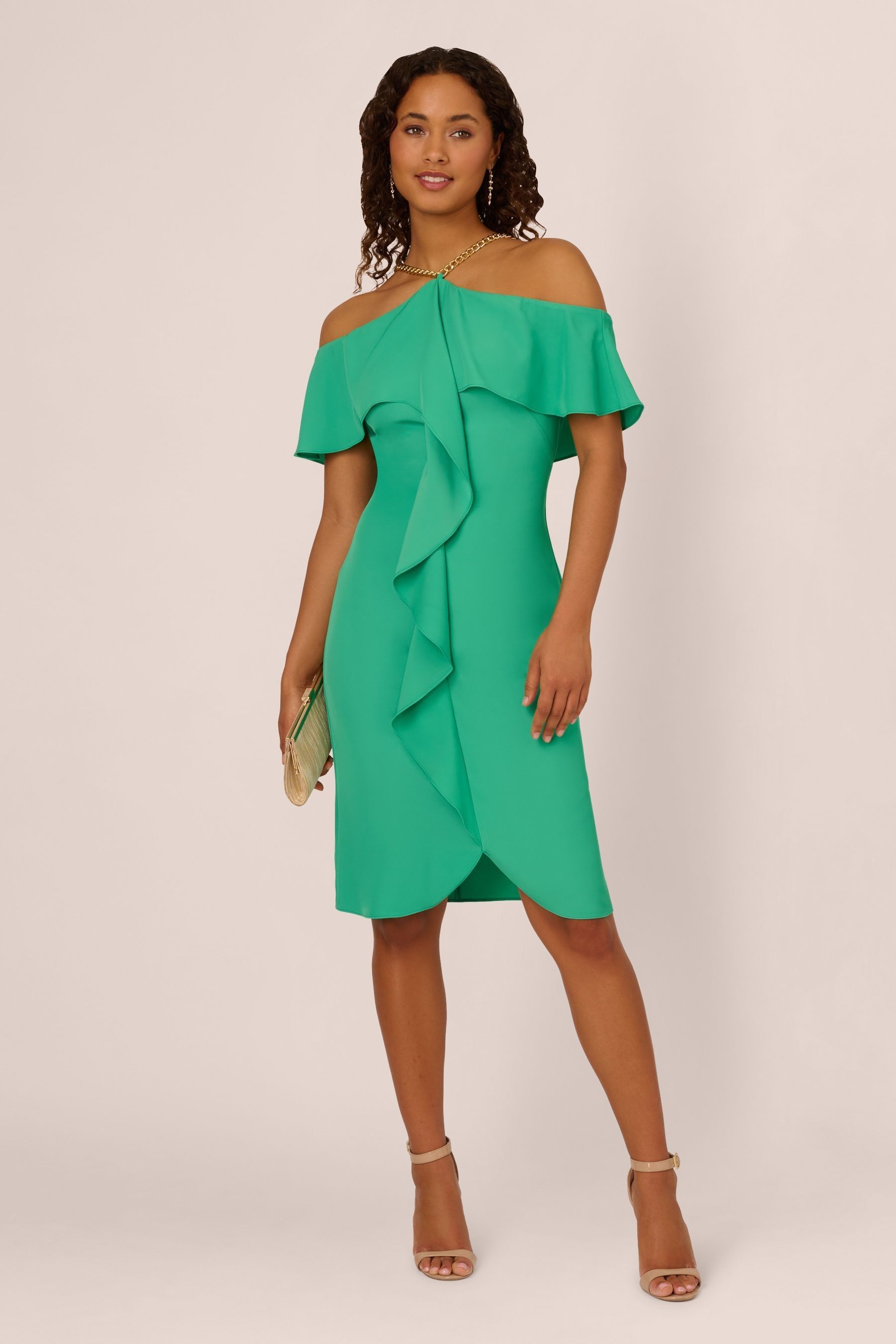 Buy Adrianna Papell Green Neck Chain Short Dress from Next Luxembourg