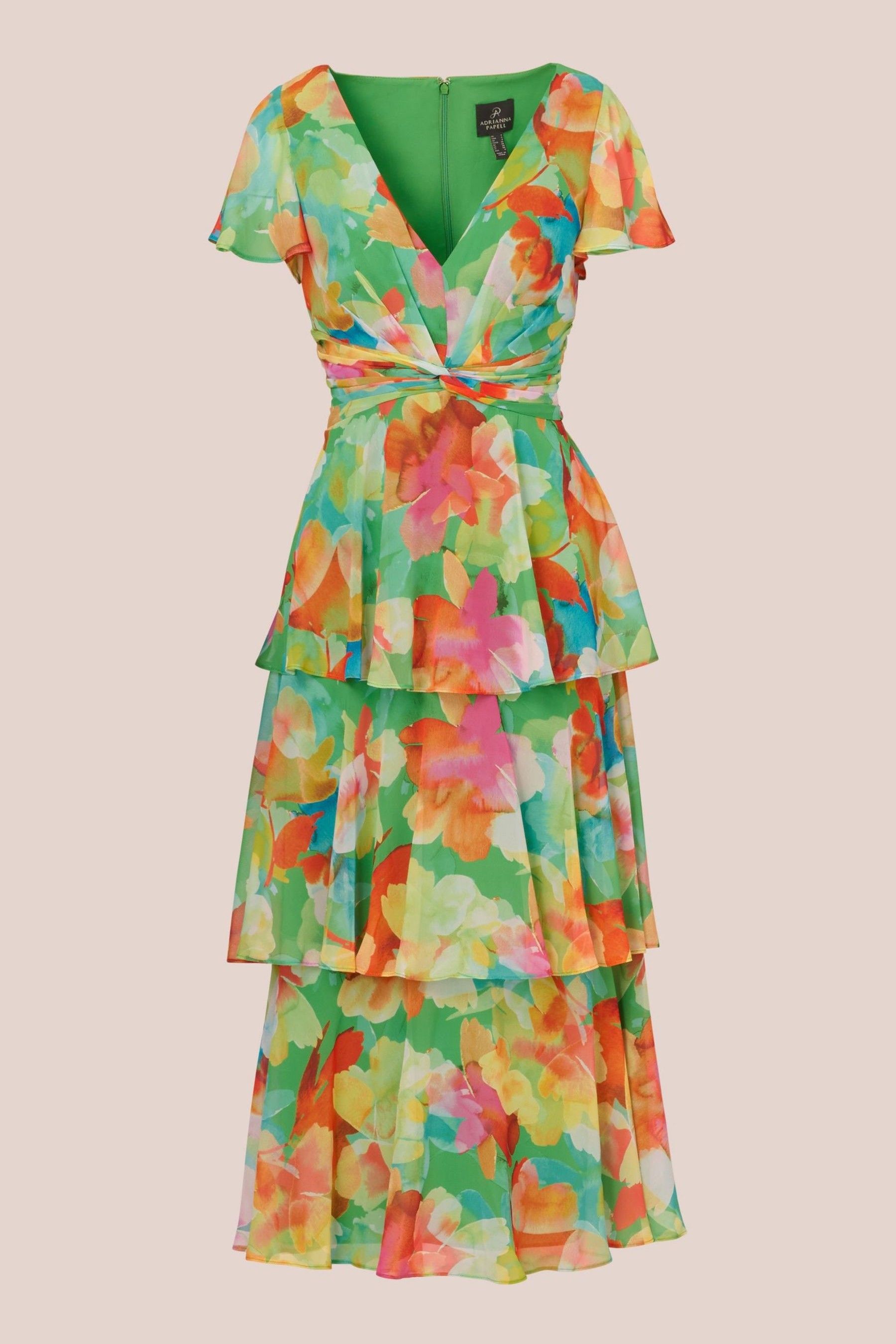 Adrianna papell tiered chiffon dress shop