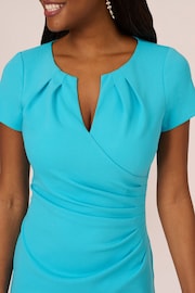 Adrianna Papell Blue Knit Crepe Draped Midi Dress - Image 4 of 7