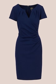 Adrianna Papell Blue Knit Crepe Draped Midi Dress - Image 5 of 7