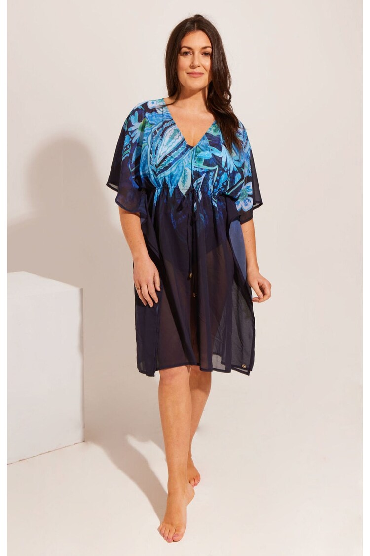 Seaspray Kerala V-Neck Black Kaftan - Image 1 of 5