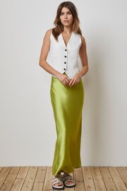 Mint Velvet Green Satin Maxi Slip Skirt - Image 2 of 4