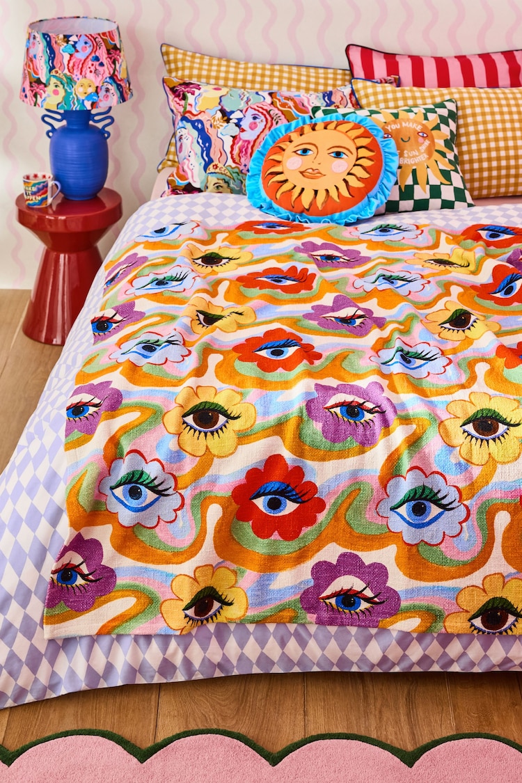 Eleanor Bowmer Multi Rainbow Eyes Printed Throw - Image 1 of 3