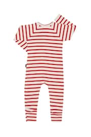 Bonds Red Easy Stripe Zip Sleepsuit Sleepsuit - Image 2 of 6