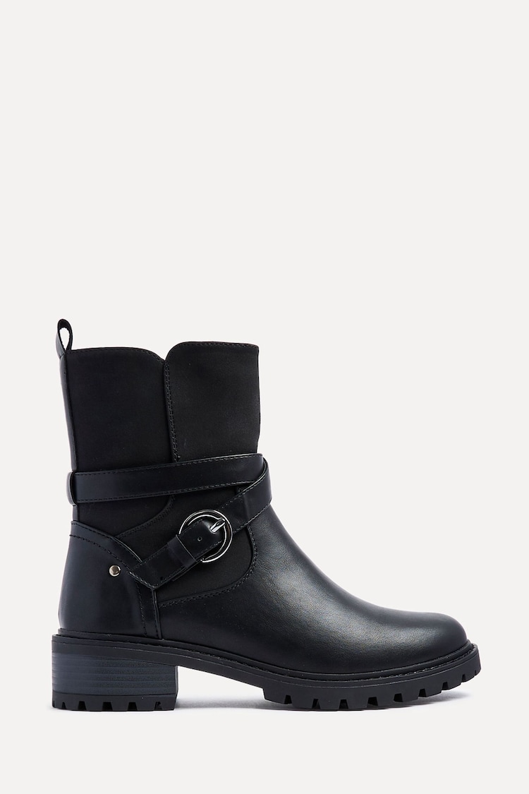 Linzi Black Metro Ankle Boots With Asymmetric Strap and Buckle - Image 2 of 5