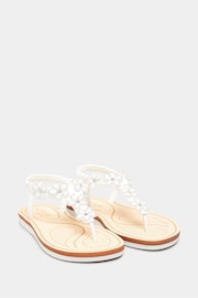 Yours Curve Off White Wide Fit Wide Fit Diamante Flower Sandals - Image 3 of 5