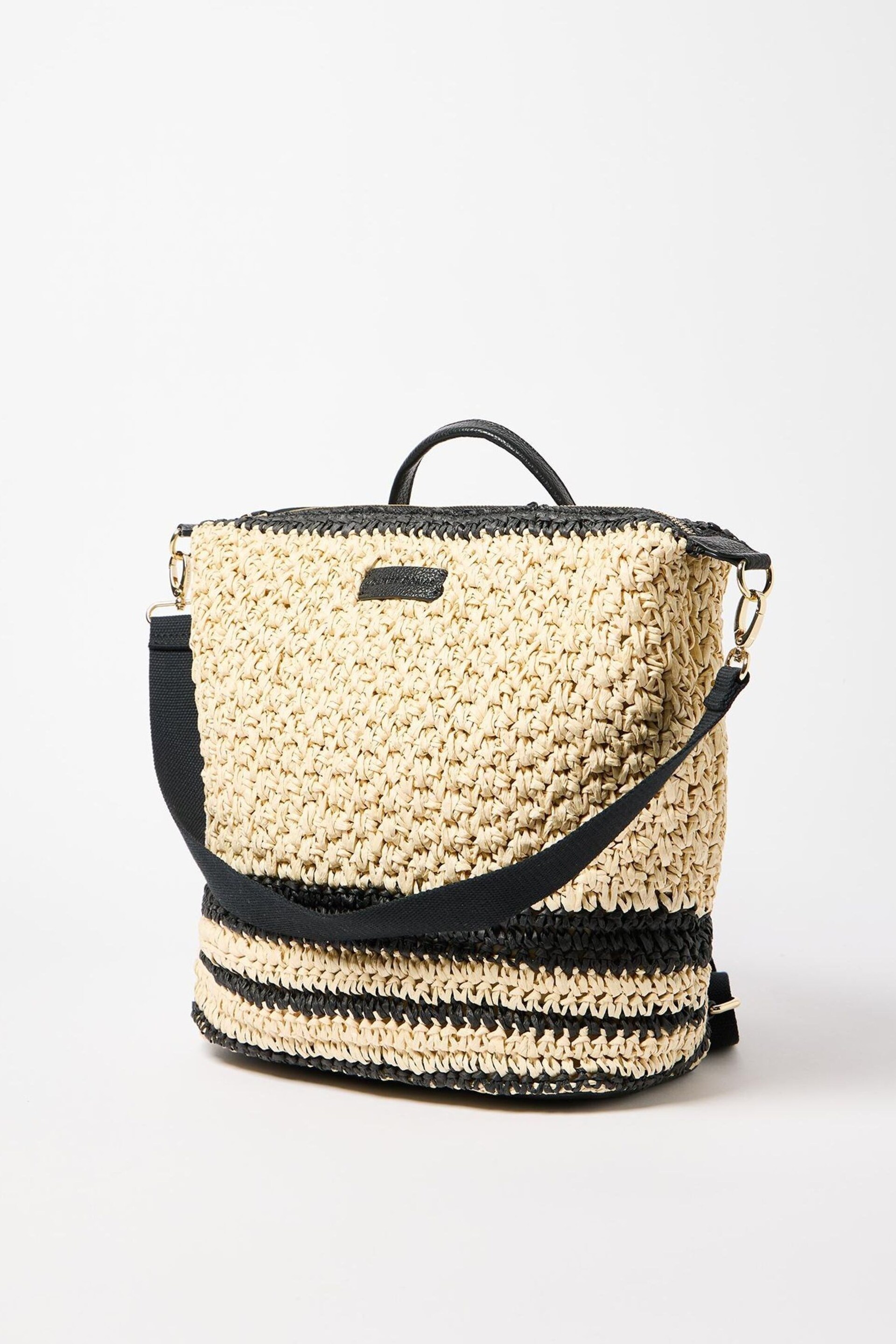 Oliver Bonas Brown Raffia Woven Ethel Backpack - Image 2 of 8