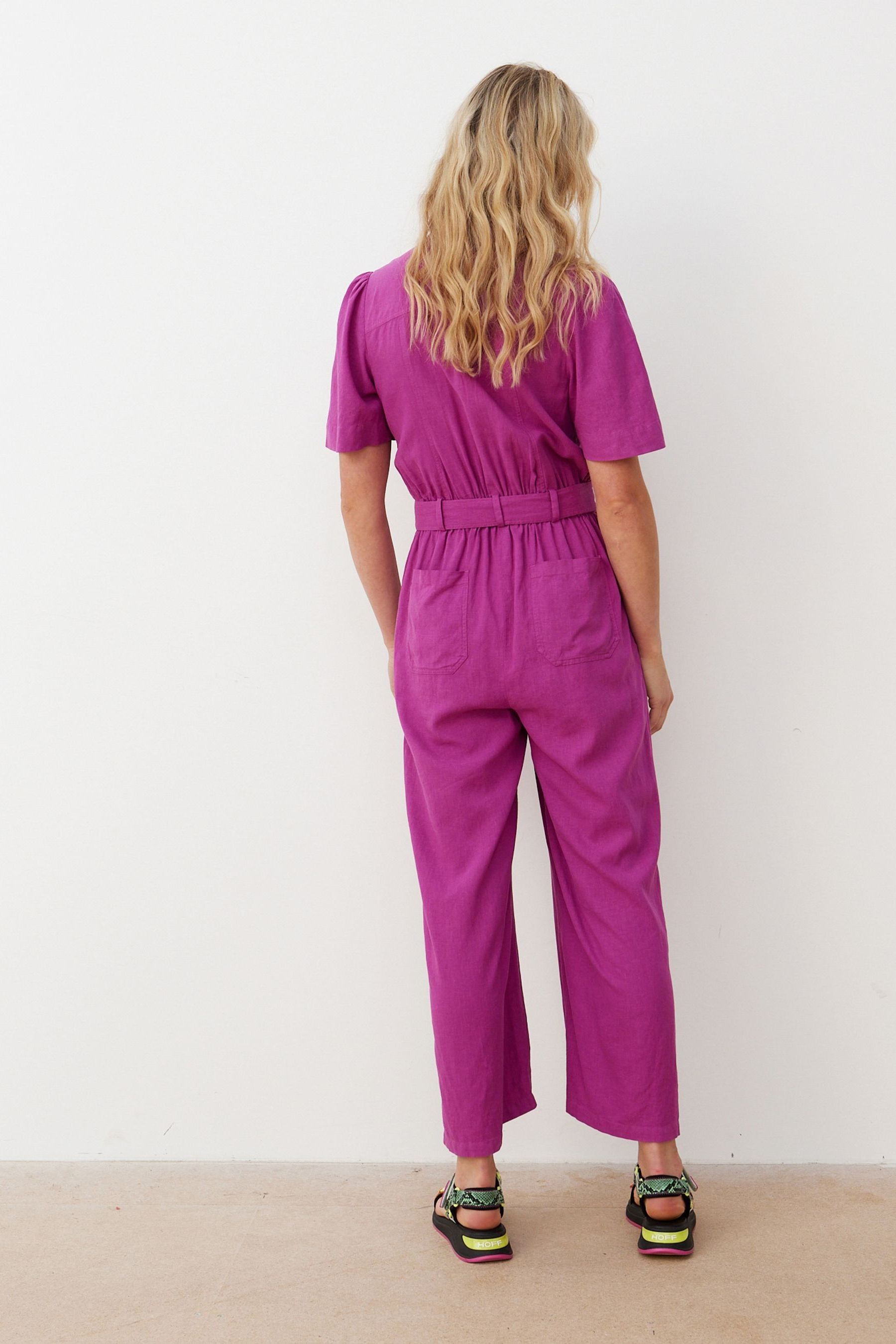 Buy Oliver Bonas Purple Belted Linen Jumpsuit from Next Luxembourg