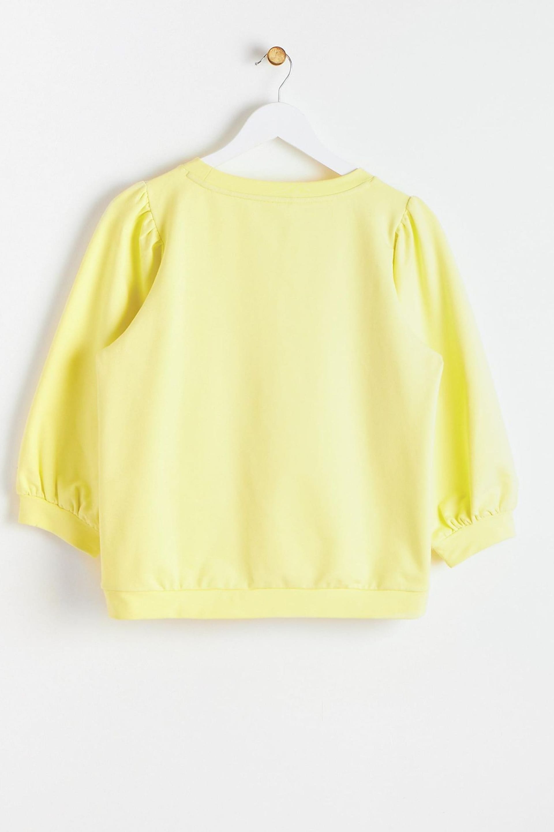 Oliver Bonas Yellow Puff Sleeve Pleated Sweatshirt - Image 2 of 5