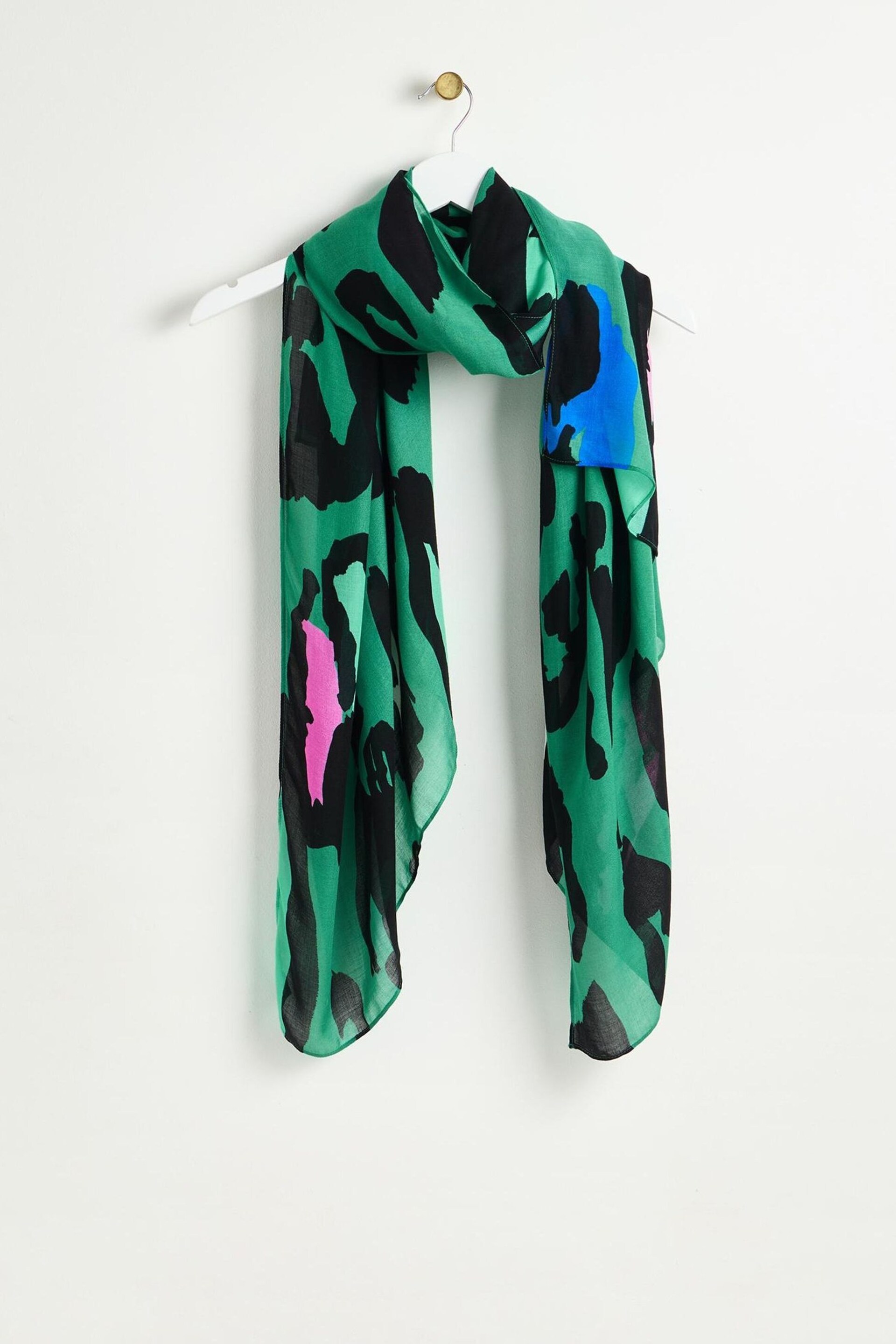 Oliver Bonas Green Oversized Abstract Animal Lightweight Scarf - Image 1 of 4