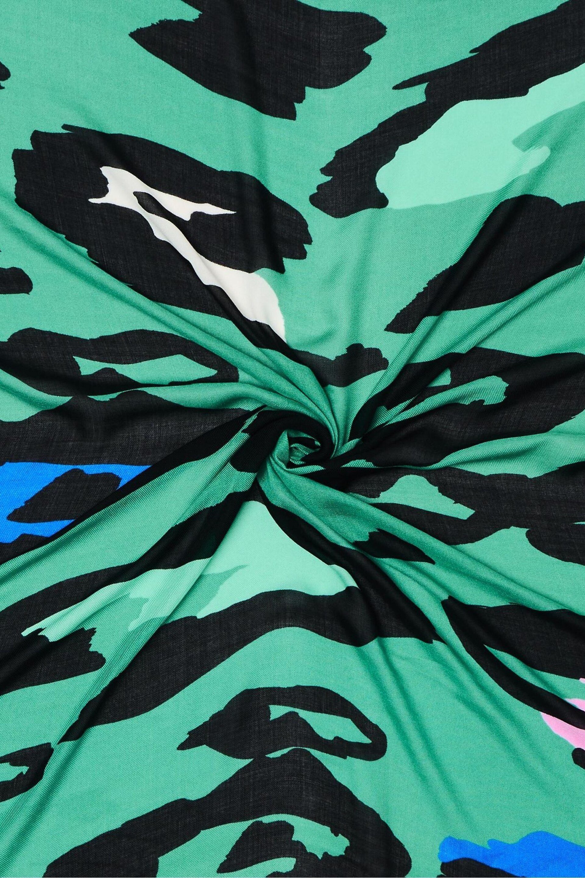 Oliver Bonas Green Oversized Abstract Animal Lightweight Scarf - Image 3 of 4