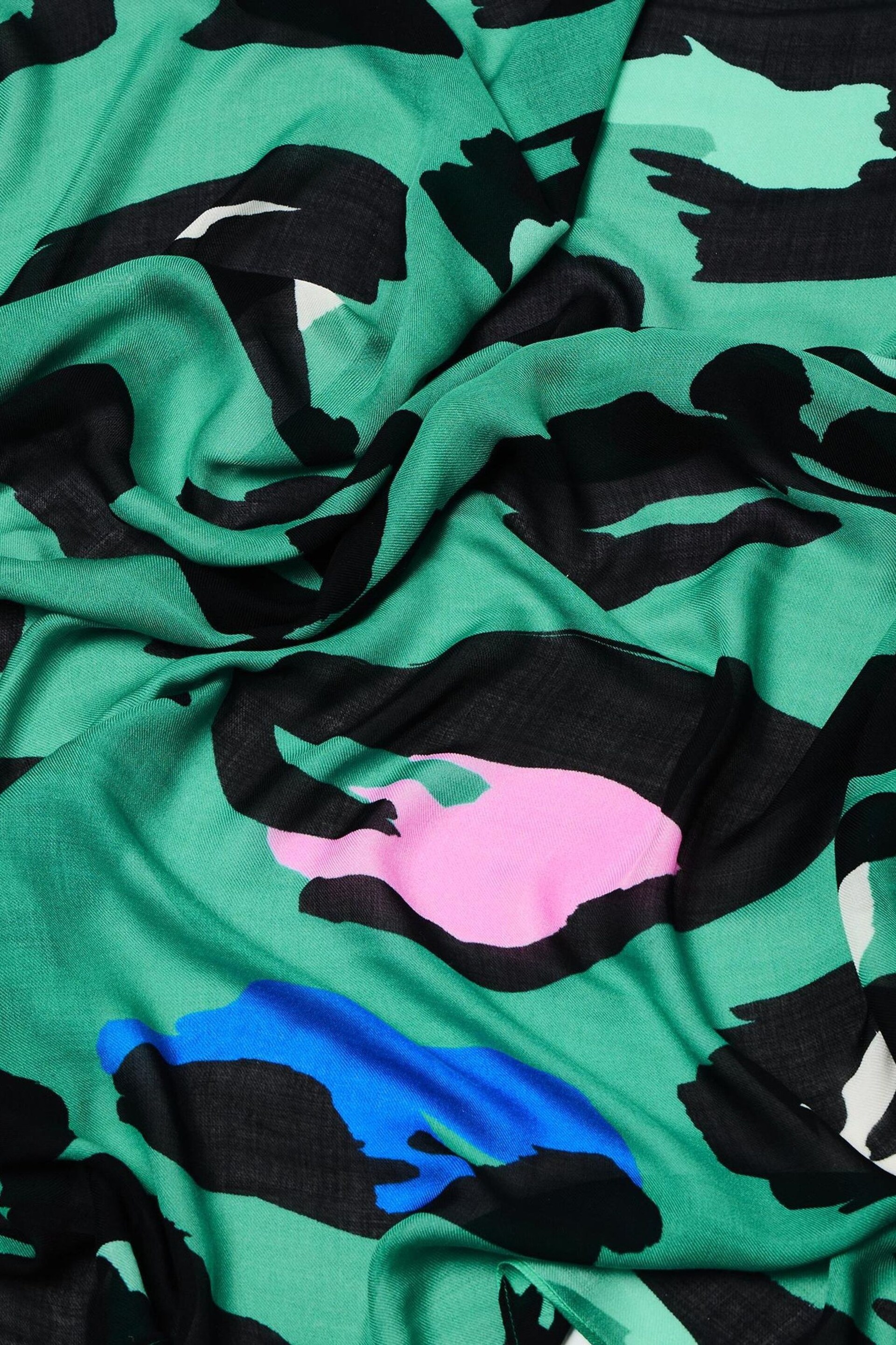 Oliver Bonas Green Oversized Abstract Animal Lightweight Scarf - Image 4 of 4