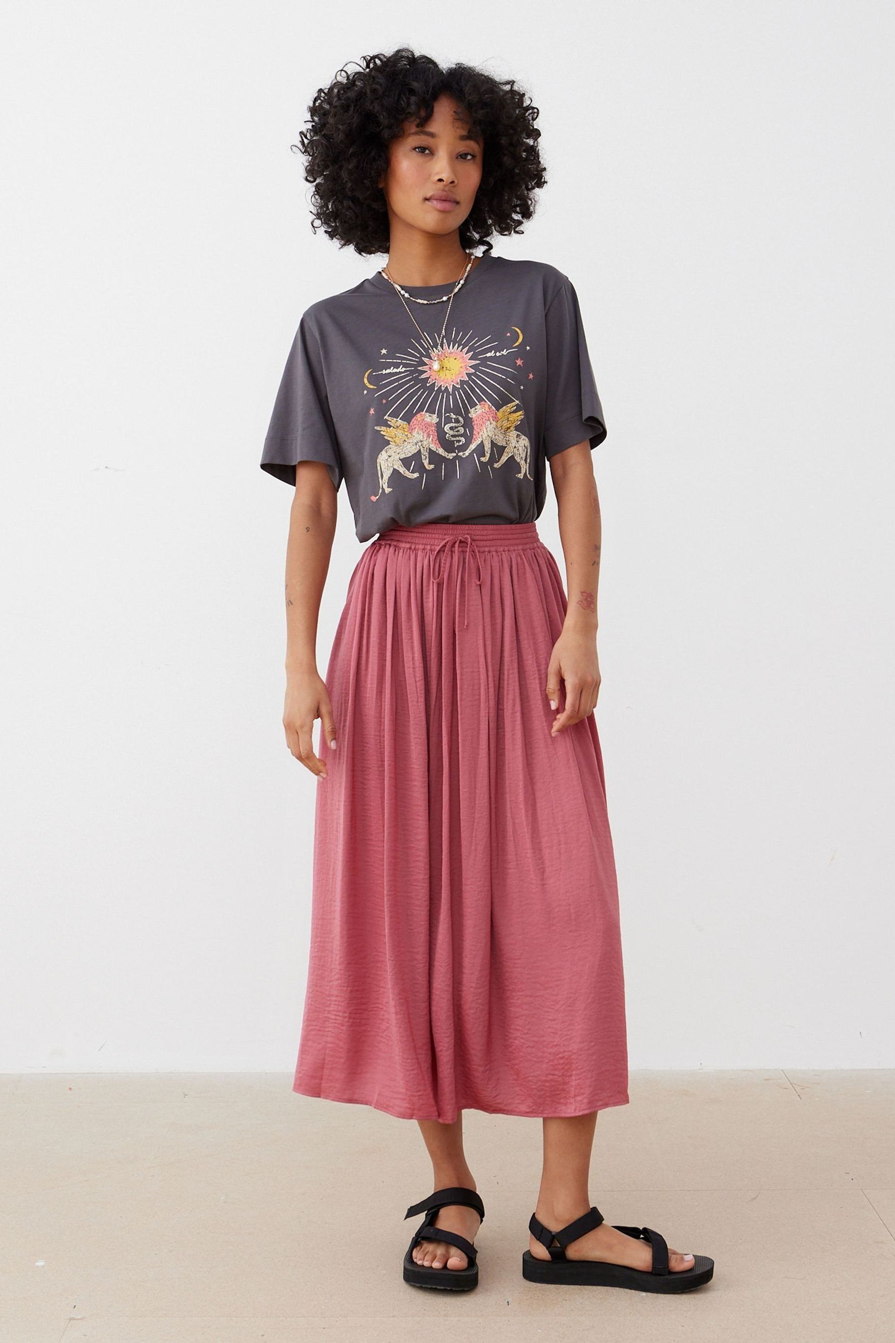 Buy Oliver Bonas Rose Pink Pleated Midi Skirt from the Next UK online shop
