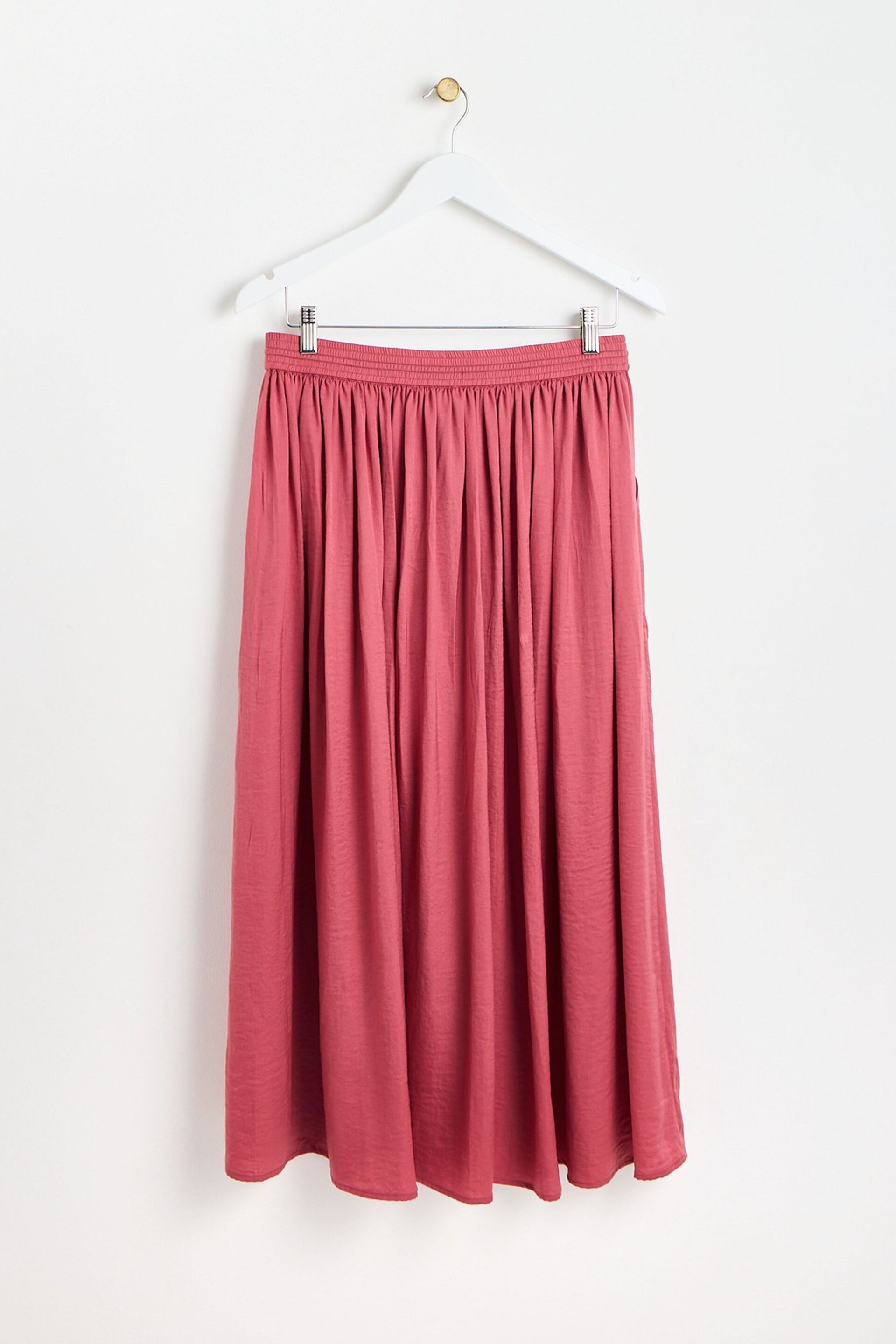 Oliver Bonas Rose Pink Pleated Midi Skirt - Image 2 of 7