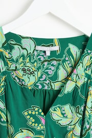 Oliver Bonas Green Mini Paisley Floral Tiered Dress - Image 3 of 6