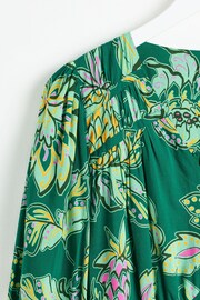 Oliver Bonas Green Paisley Floral Tiered Mini Dress - Image 4 of 6