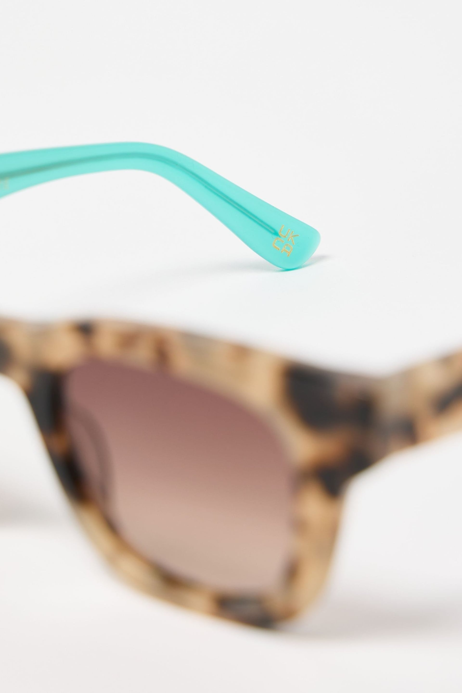 Oliver Bonas Green Faux Tortoiseshell Aqua Square Acetate Sunglasses - Image 2 of 6