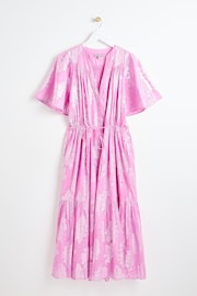 Oliver Bonas Pink Leaf Midi Dress - Image 1 of 6