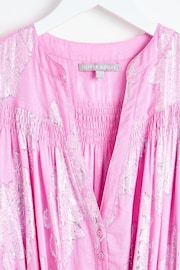 Oliver Bonas Pink Leaf Midi Dress - Image 3 of 6