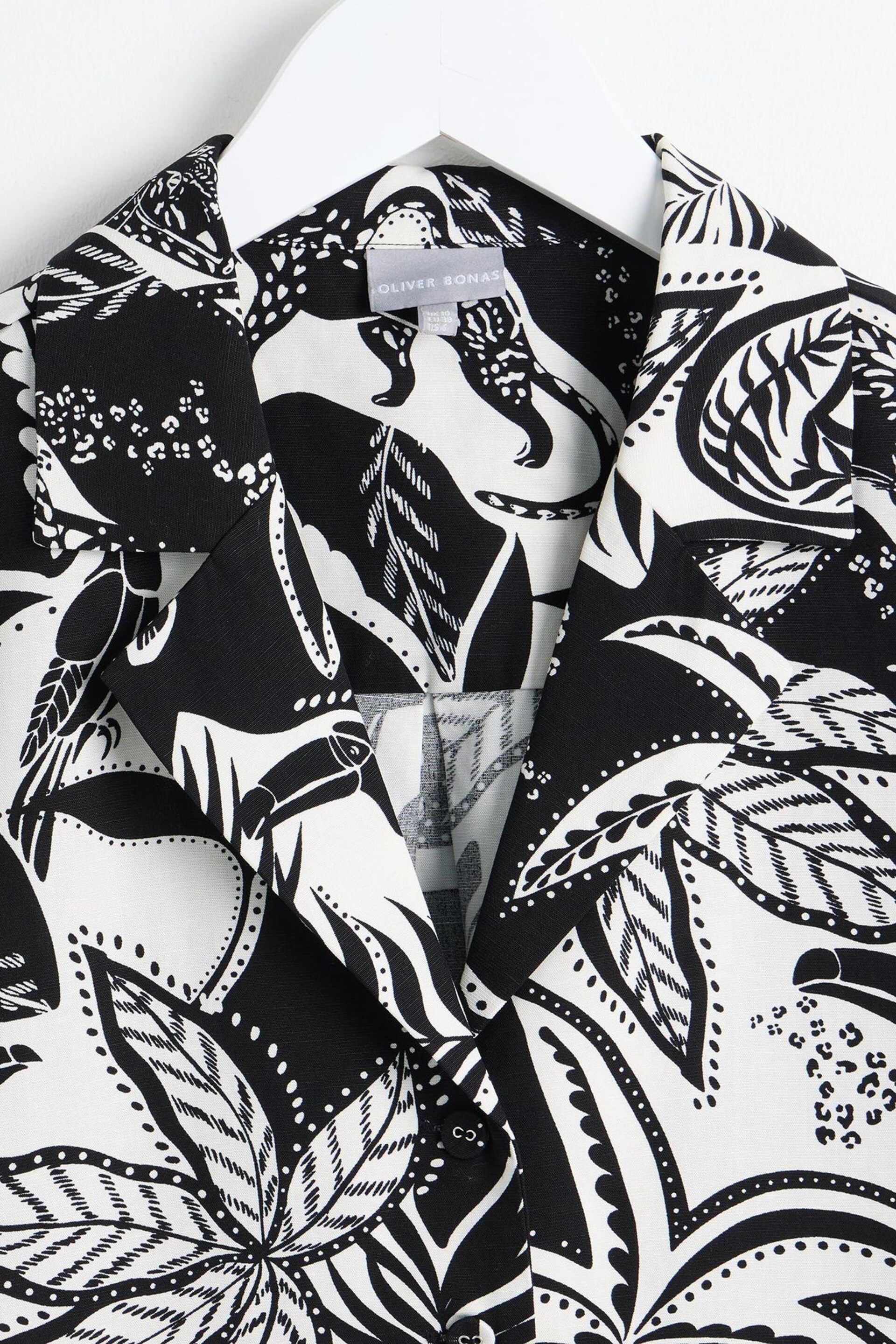 Oliver Bonas Tropical Print Black Shirt - Image 3 of 5