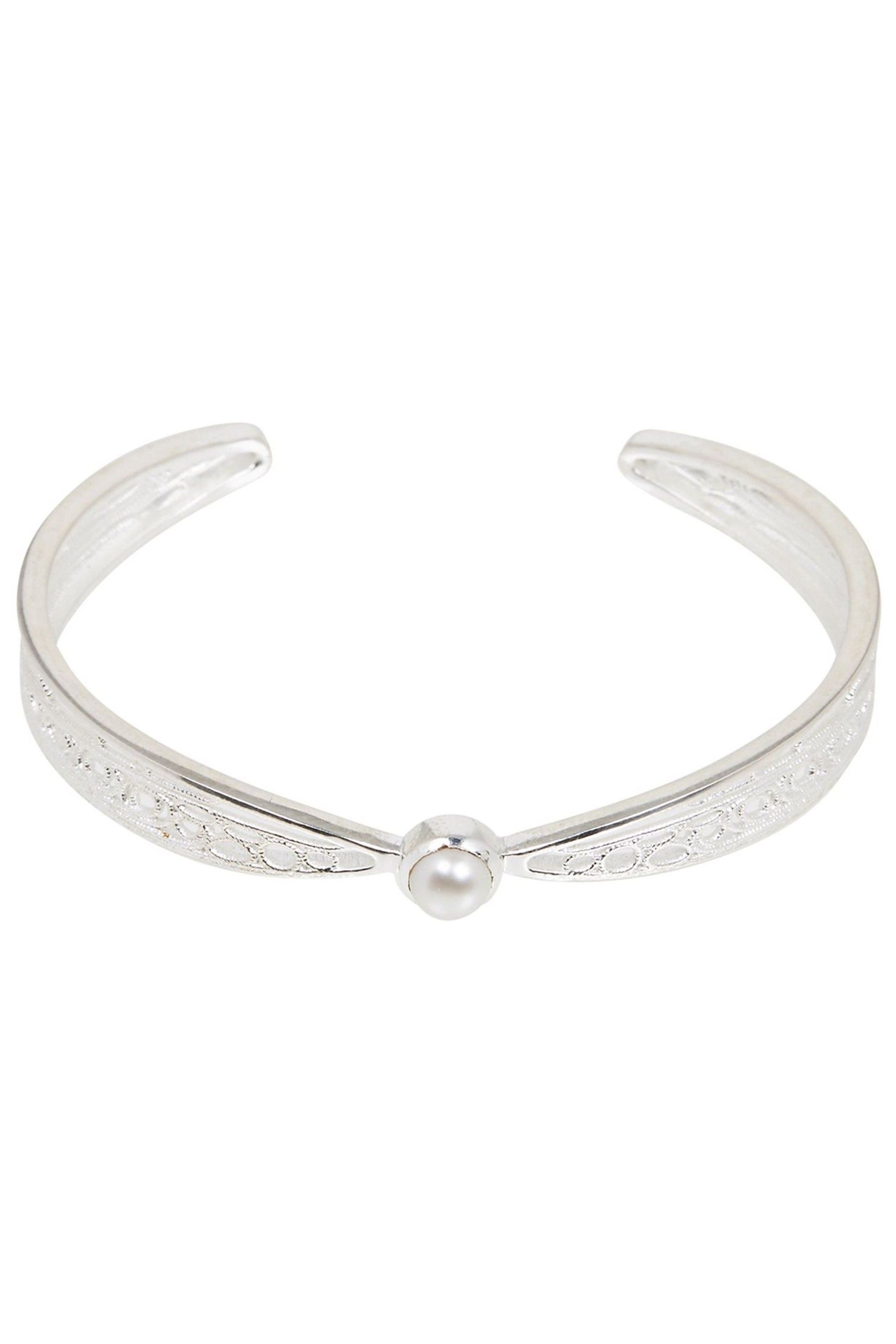 Buy Oliver Bonas Silver Tone Seren Filigree Pearl Plated Bangle from the Next UK online shop