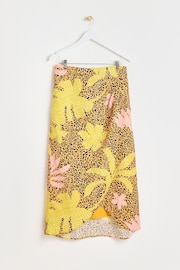 Oliver Bonas Yellow Palm Print Midi Skirt - Image 1 of 6