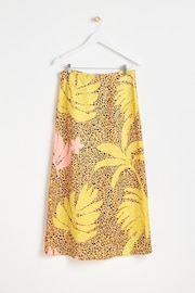 Oliver Bonas Yellow Palm Print Midi Skirt - Image 2 of 6