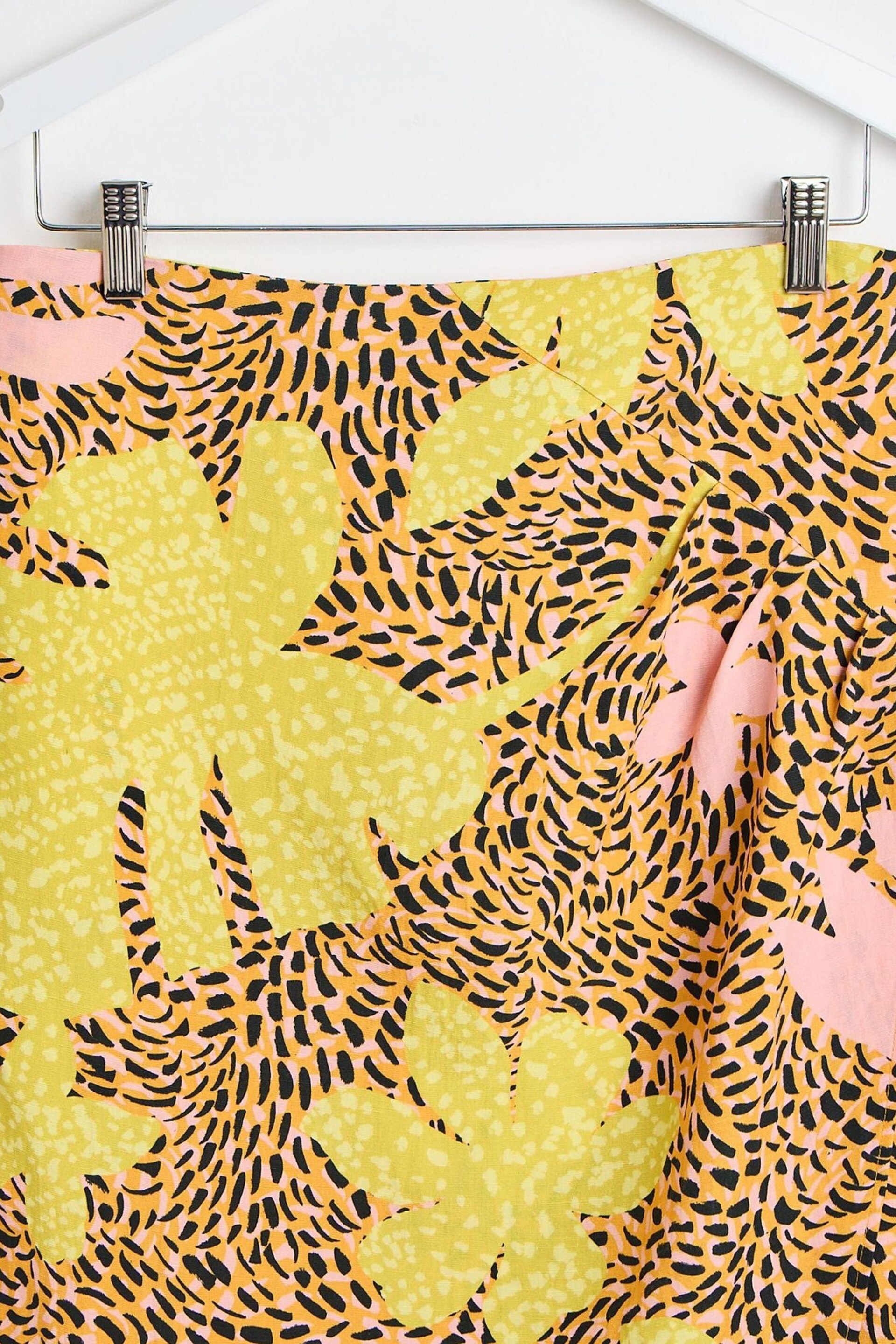 Oliver Bonas Yellow Palm Print Midi Skirt - Image 3 of 6